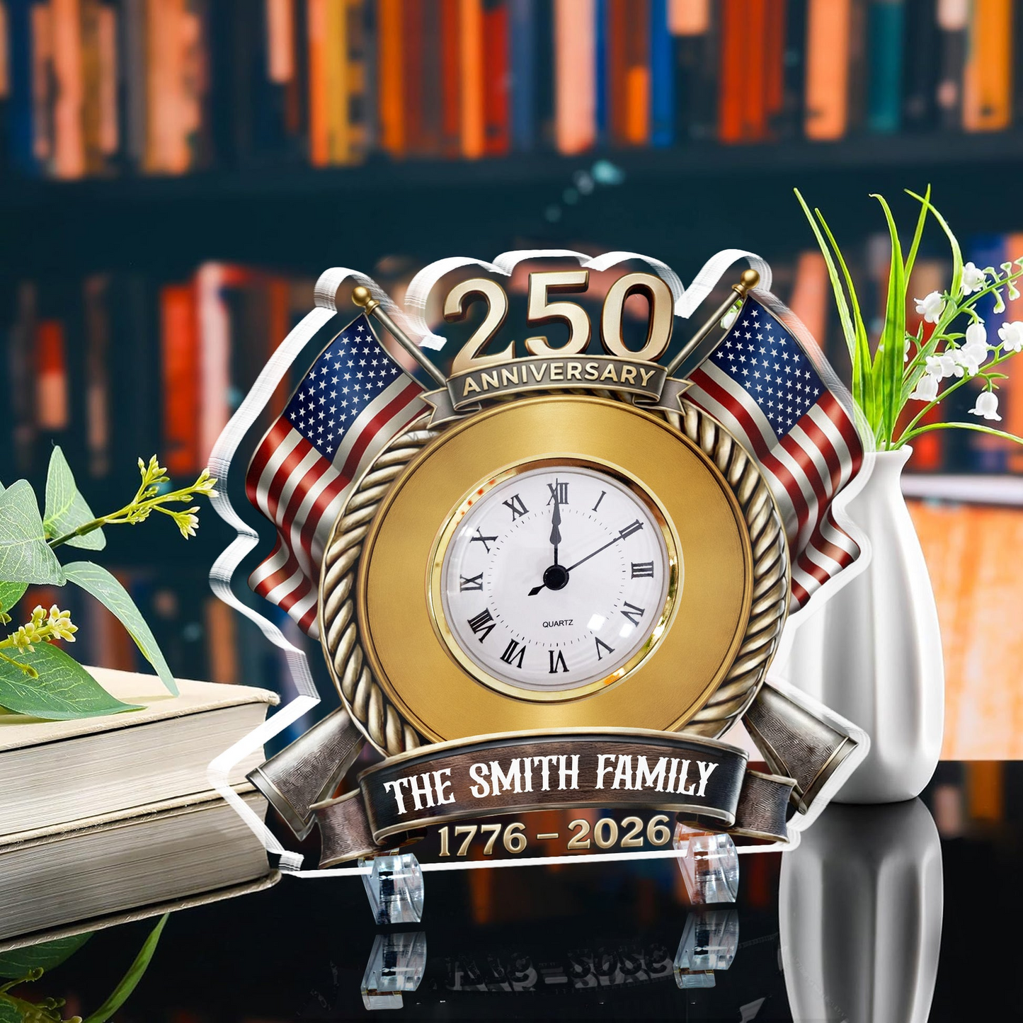 250th Anniversary Patriotic Gift - Personalized Acrylic Desk Clock