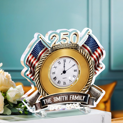 250th Anniversary Patriotic Gift - Personalized Acrylic Desk Clock