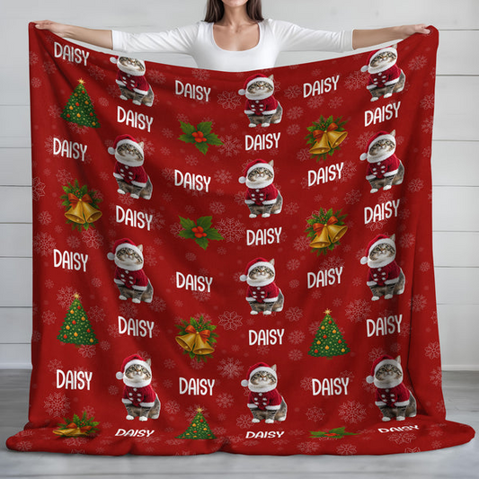 Custom Cat Photo Blanket For Christmas - Perfect Holiday Gift For Cat Lovers