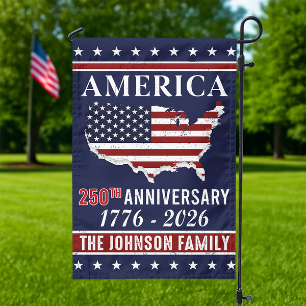 Personalized Family Name America 250th Anniversary Garden Flag