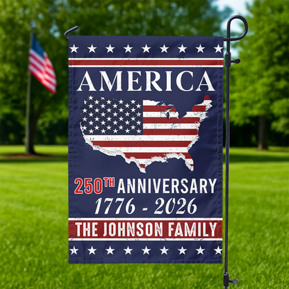 Personalized Family Name America 250th Anniversary Garden Flag