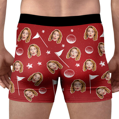Custom Photo and Name Always Wash Your Balls Personalized Men's Boxer Briefs Valentine's Day For Golfers