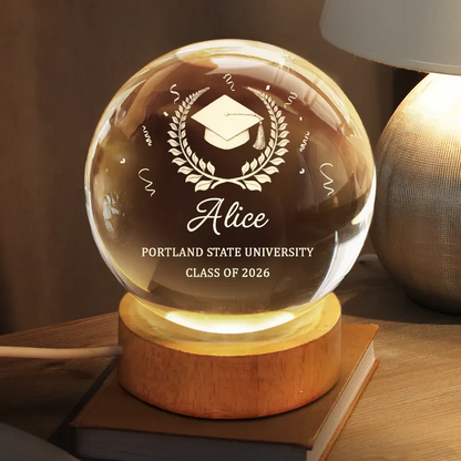Congrats Graduation - Personalized Crystal Globe Lamp