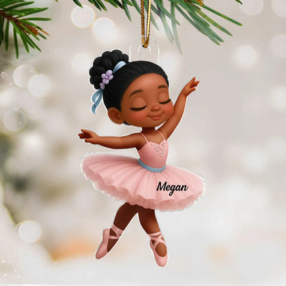 3D Effect Little Girl Balletina Dance Personalized Christmas Ornament
