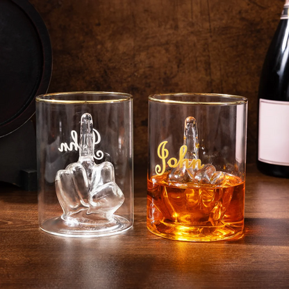 Cheers to Your Attitude - Personalised Funny Middle Finger Whiskey Glass