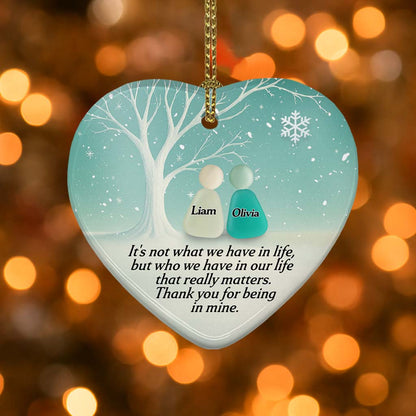 Personalized Heart Shaped Ceramic Ornament - Custom Name