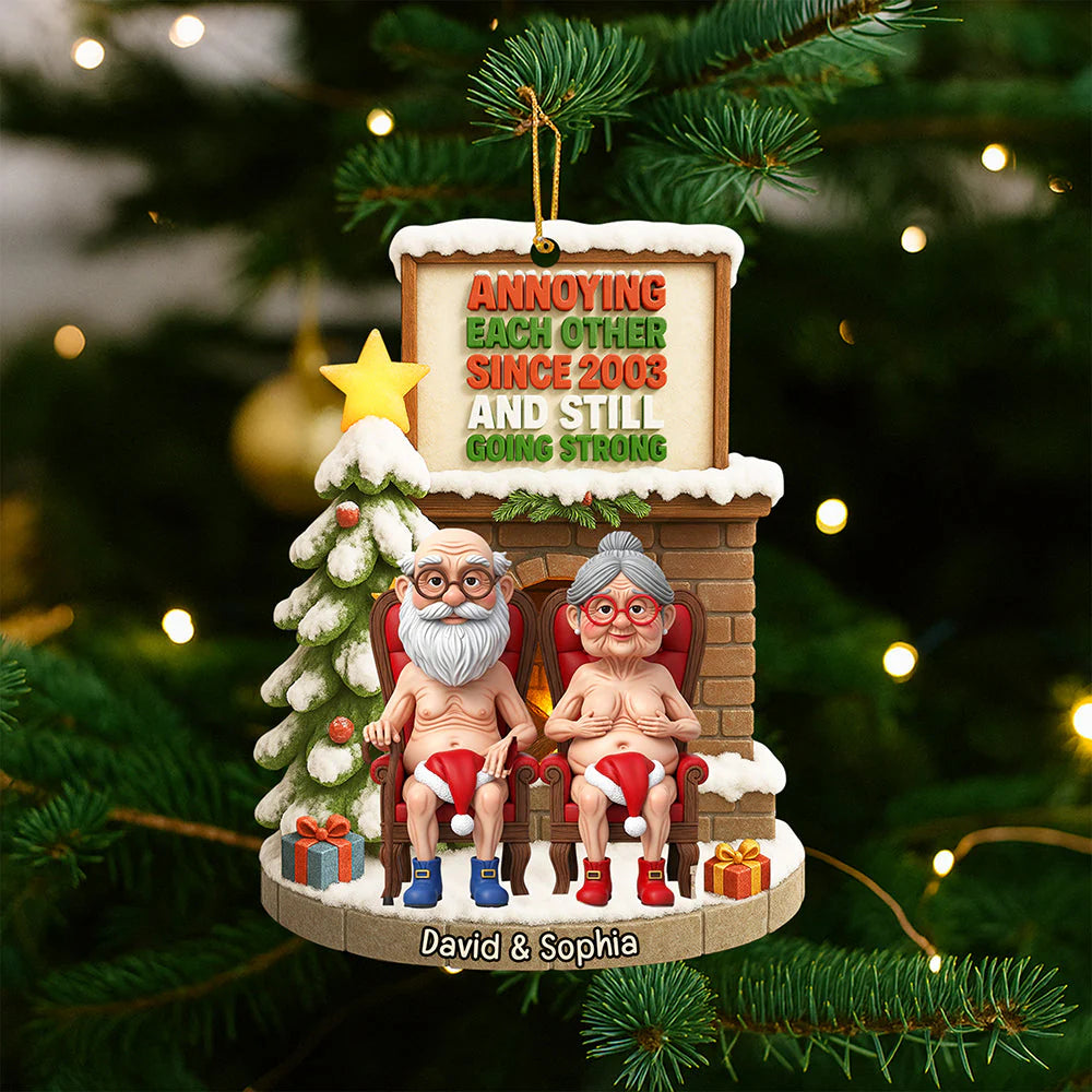 Naughty Old Couple Christmas Ornament - Personalized Gifts For Couple