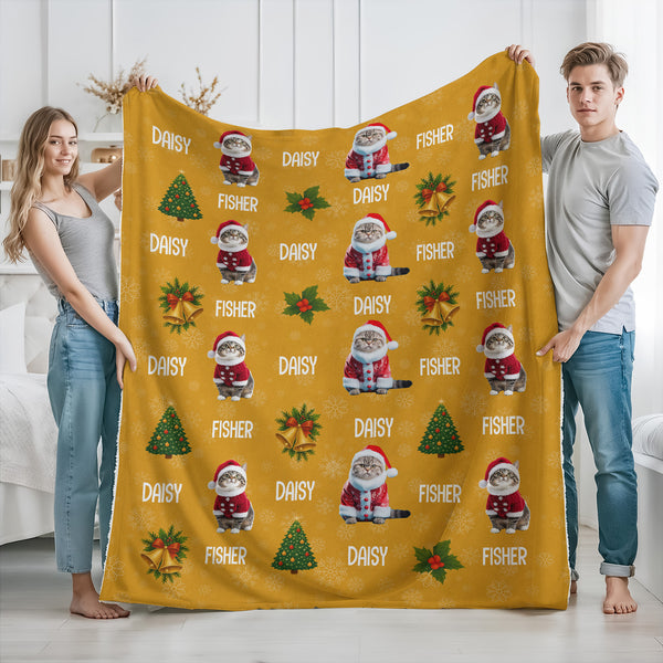 Custom Cat Photo Blanket For Christmas - Perfect Holiday Gift For Cat Lovers