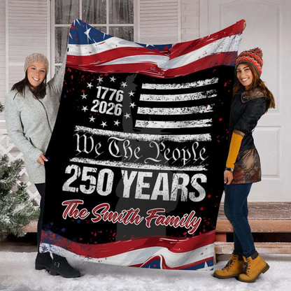 250 Years USA 250th Birthday 1776-2026 Personalized Blanket Gift for Family