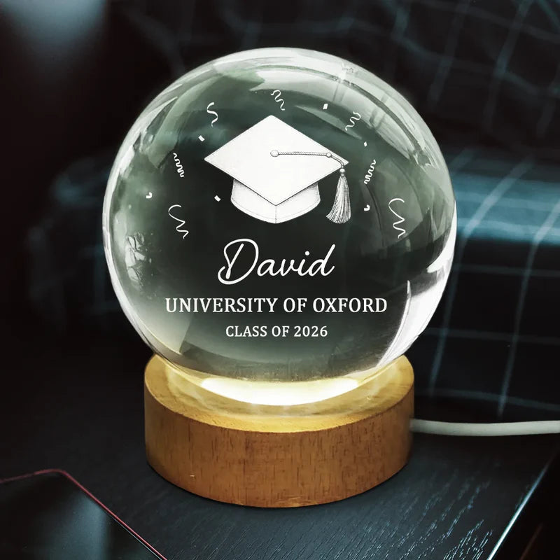Congrats Graduation - Personalized Crystal Globe Lamp