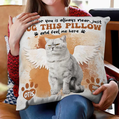 Custom Photo Dog Cat Memorial When You Miss Me Hug This Pillow - Personalized Pillow