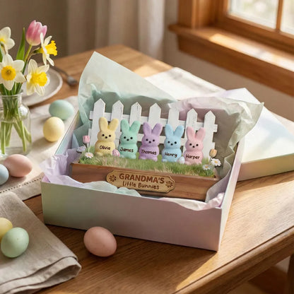 Easter Grandma Little Bunnies - Personalized 2-Layered Wooden Plaque - Easter Gift For Grandma, Easter Decoration