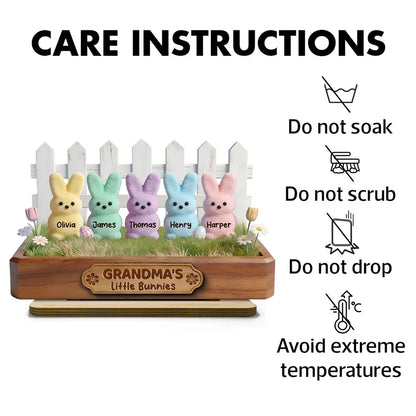 Easter Grandma Little Bunnies - Personalized 2-Layered Wooden Plaque - Easter Gift For Grandma, Easter Decoration