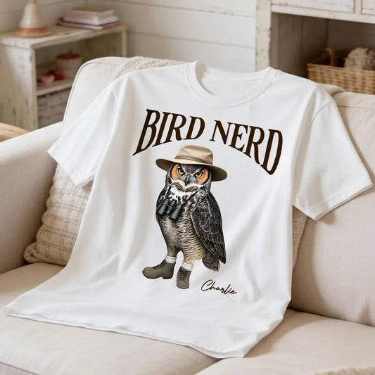 Bird Nerd Custom Name Funny - Personalized Shirt - Gift for Bird Lover, Birdwatcher, Bird Watching Gifts