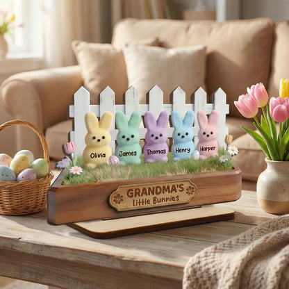 Easter Grandma Little Bunnies - Personalized 2-Layered Wooden Plaque - Easter Gift For Grandma, Easter Decoration