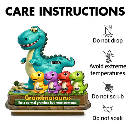 Grandmasaurus More Awesome - Personalized 2-Layered Wooden Plaque - Gift for Grandma