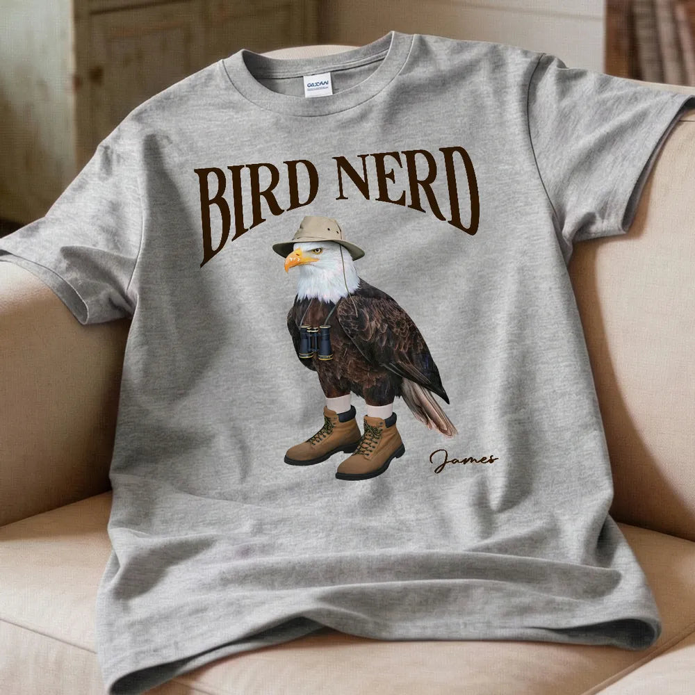 Bird Nerd Custom Name Funny - Personalized Shirt - Gift for Bird Lover, Birdwatcher, Bird Watching Gifts