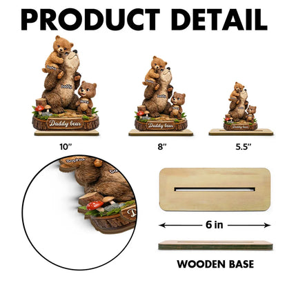 Daddy Bear - Personalized 2-Layered Wooden Plaque - Heartfelt Gift for Dad, Grandpa