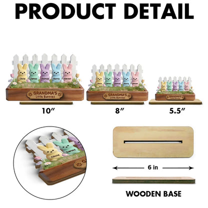 Easter Grandma Little Bunnies - Personalized 2-Layered Wooden Plaque - Easter Gift For Grandma, Easter Decoration