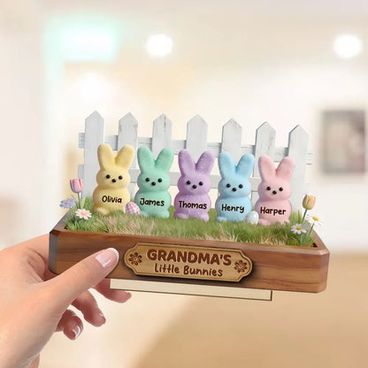 Easter Grandma Little Bunnies - Personalized 2-Layered Wooden Plaque - Easter Gift For Grandma, Easter Decoration