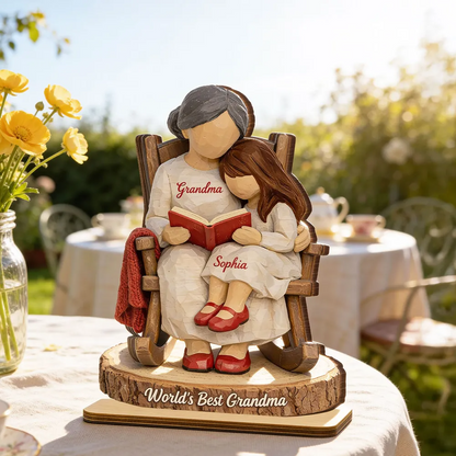 World's Best Grandma - Personalized 2-Layered Wooden Plaque - Heartfelt Gift For Mom, Grandma