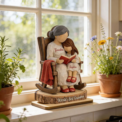 World's Best Grandma - Personalized 2-Layered Wooden Plaque - Heartfelt Gift For Mom, Grandma