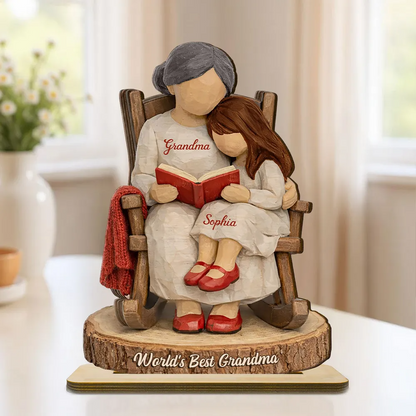 World's Best Grandma - Personalized 2-Layered Wooden Plaque - Heartfelt Gift For Mom, Grandma