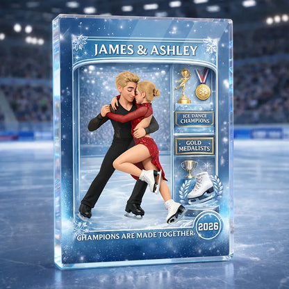 Figure Skating Couple Action Figure - Personalized Acrylic Block Plaque - Anniversary, Valentine's Day Gift, Gift For Him, Gift For Her