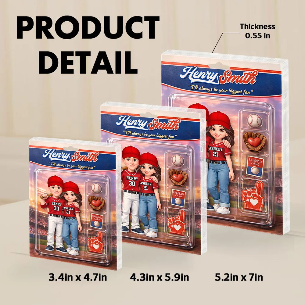 Sport Couple I'll Always Be Your Biggest Fan Custom Action Figure - Personalized Acrylic Block Plaque - Sentimental Gift for Him