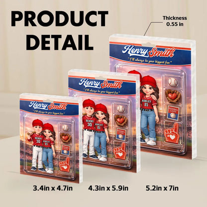 Sport Couple I'll Always Be Your Biggest Fan Custom Action Figure - Personalized Acrylic Block Plaque - Sentimental Gift for Him