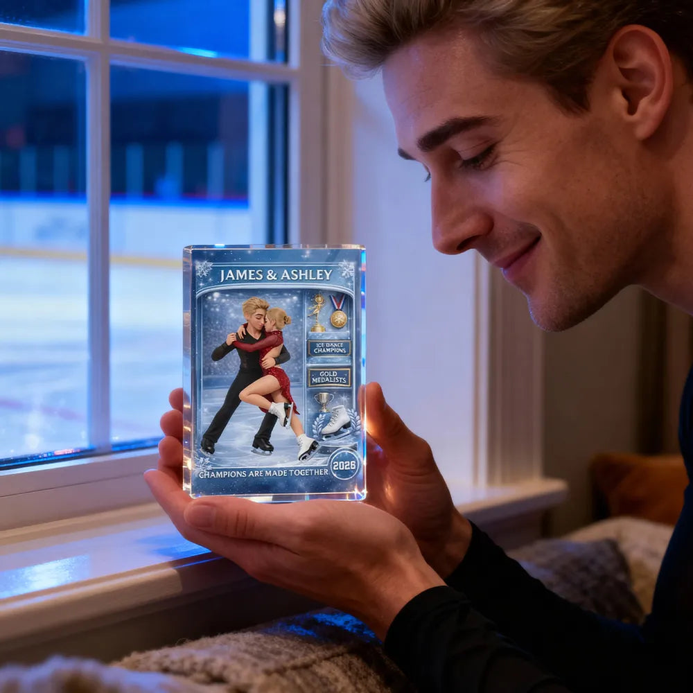 Figure Skating Couple Action Figure - Personalized Acrylic Block Plaque - Anniversary, Valentine's Day Gift, Gift For Him, Gift For Her