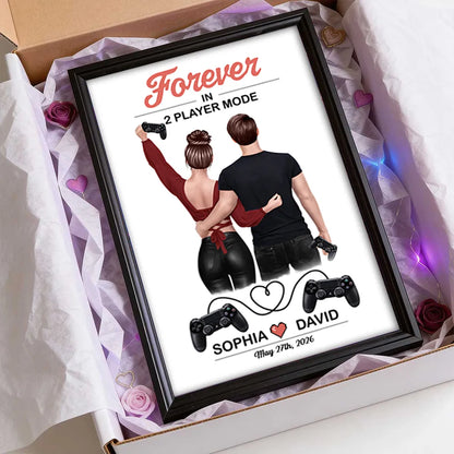 Forever in 2 Player Mode - Personalized Poster - Custom Gaming Gift for him, for her