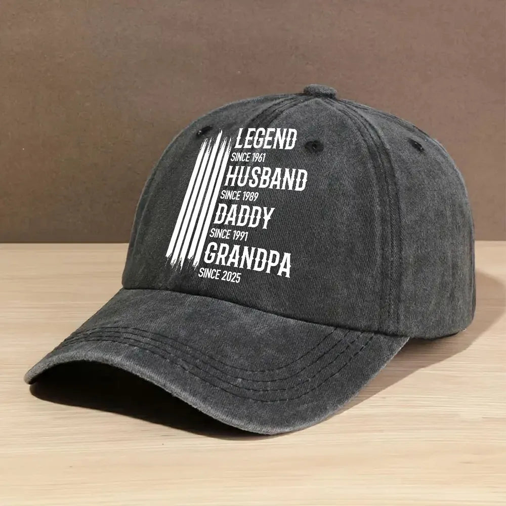 The Original Legend - Personalized Custom Vintage Washed Denim Cap