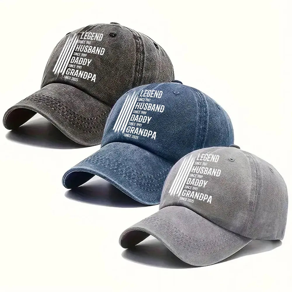 The Original Legend - Personalized Custom Vintage Washed Denim Cap