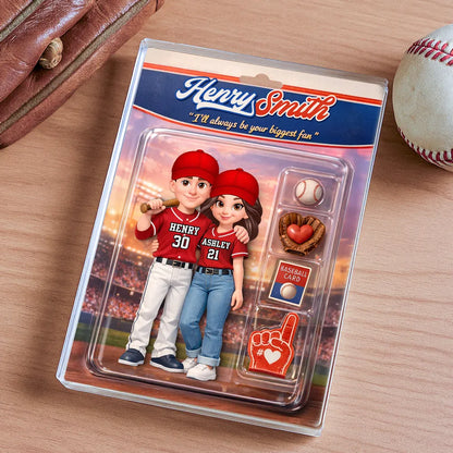 Sport Couple I'll Always Be Your Biggest Fan Custom Action Figure - Personalized Acrylic Block Plaque - Sentimental Gift for Him