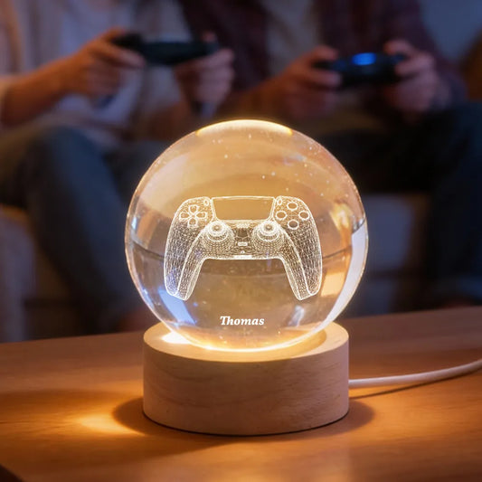 Boy Man Hobby Illusion Art - Personalized Crystal Ball LED Night Light - Gift For Him, Gift For Son, Boyfriend, Husband