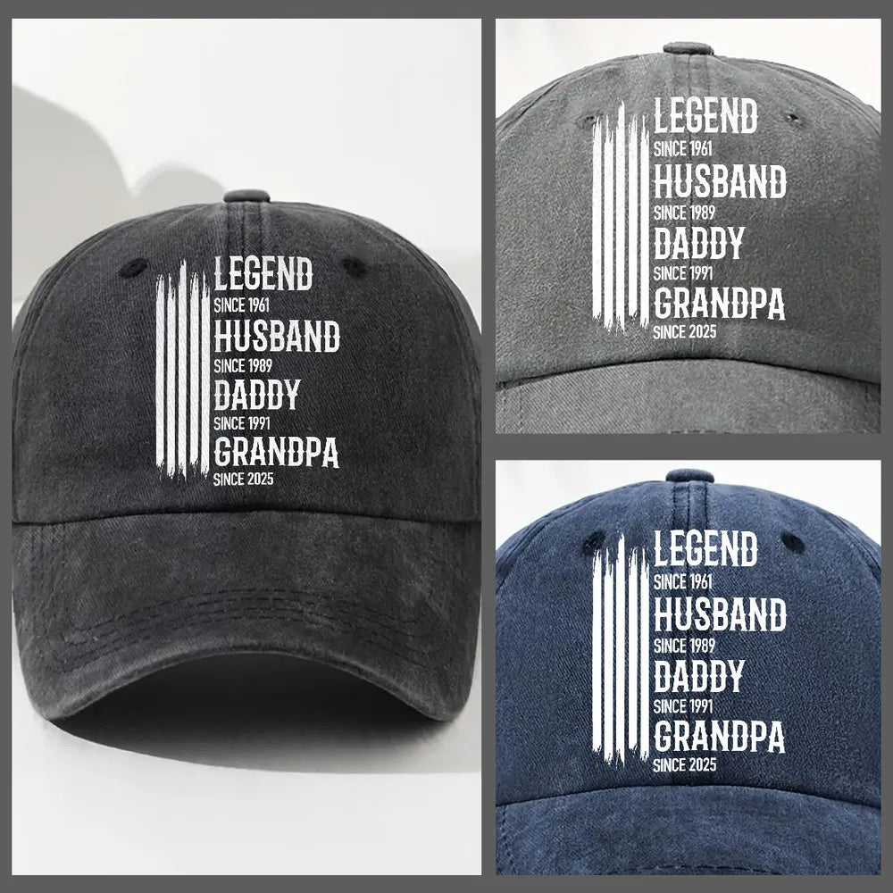 The Original Legend - Personalized Custom Vintage Washed Denim Cap