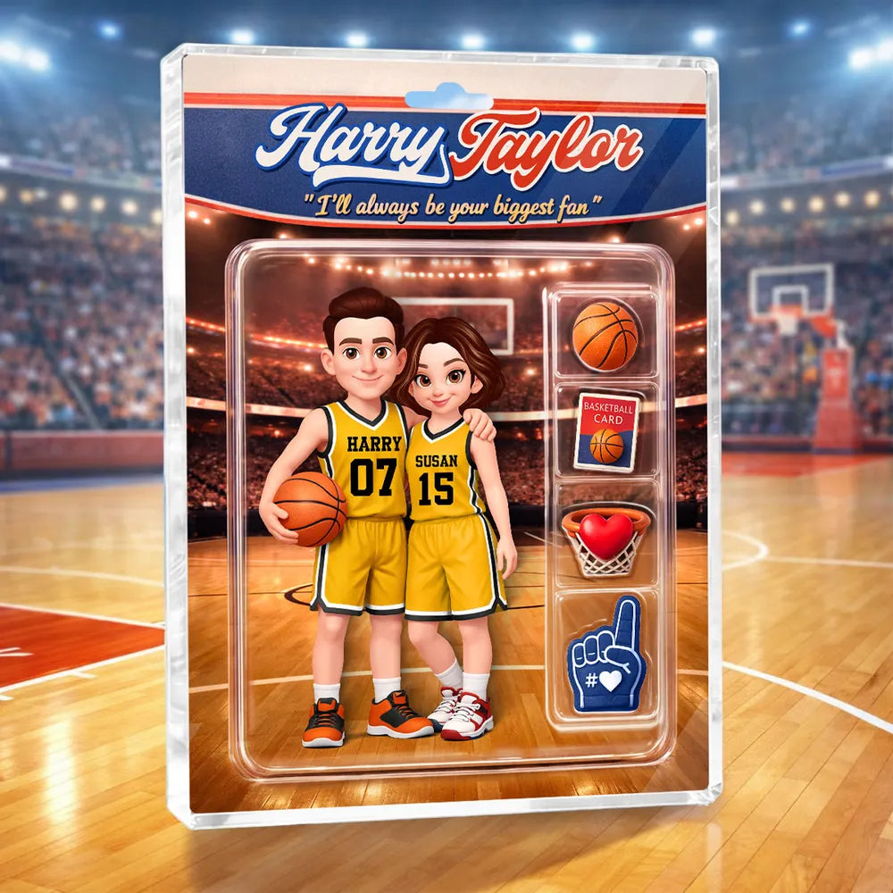 Sport Couple I'll Always Be Your Biggest Fan Custom Action Figure - Personalized Acrylic Block Plaque - Sentimental Gift for Him