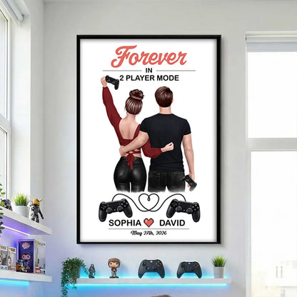 Forever in 2 Player Mode - Personalized Poster - Custom Gaming Gift for him, for her