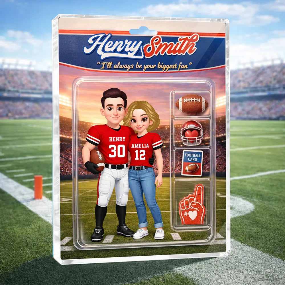 Sport Couple I'll Always Be Your Biggest Fan Custom Action Figure - Personalized Acrylic Block Plaque - Sentimental Gift for Him