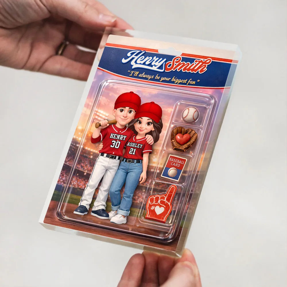 Sport Couple I'll Always Be Your Biggest Fan Custom Action Figure - Personalized Acrylic Block Plaque - Sentimental Gift for Him