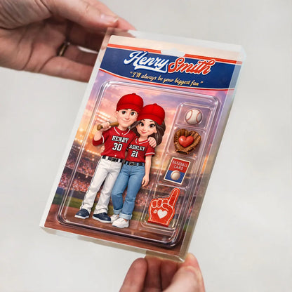 Sport Couple I'll Always Be Your Biggest Fan Custom Action Figure - Personalized Acrylic Block Plaque - Sentimental Gift for Him