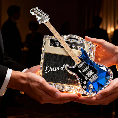 Guitar Music 3D Crystal Effect - Personalized Acrylic Block Plaque - Unique Gift For Guitarist