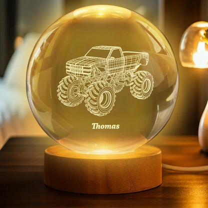 Boy Man Hobby Illusion Art - Personalized Crystal Ball LED Night Light - Gift For Him, Gift For Son, Boyfriend, Husband