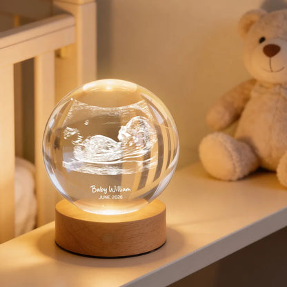 Custom Ultrasound Baby Sonogram - Personalized Crystal Ball LED Night Light - Pregnancy Reveal, Baby Shower Present