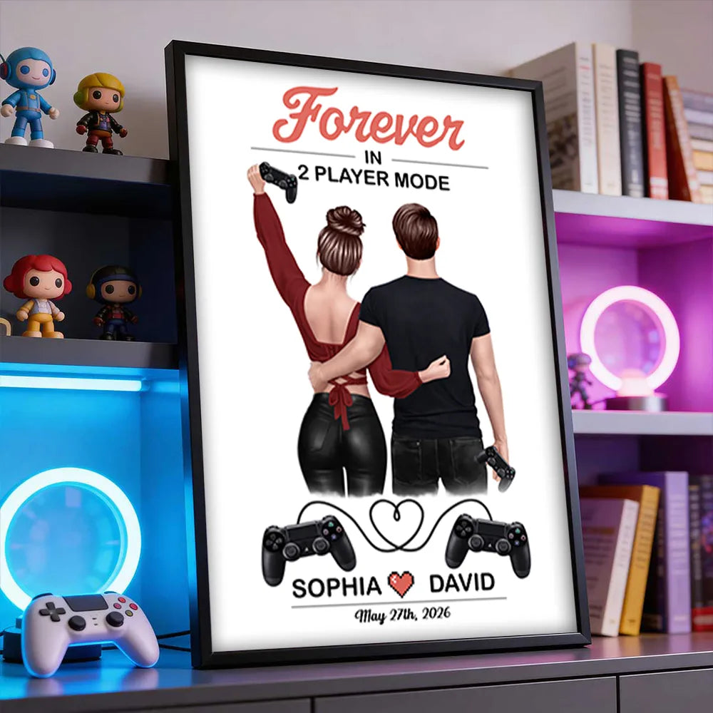 Forever in 2 Player Mode - Personalized Poster - Custom Gaming Gift for him, for her