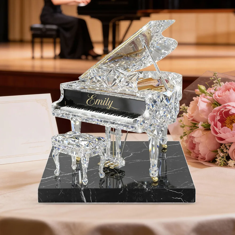 Piano Music 3D Crystal Effect - Personalized Acrylic Block Plaque - Unique Gift For Pianist
