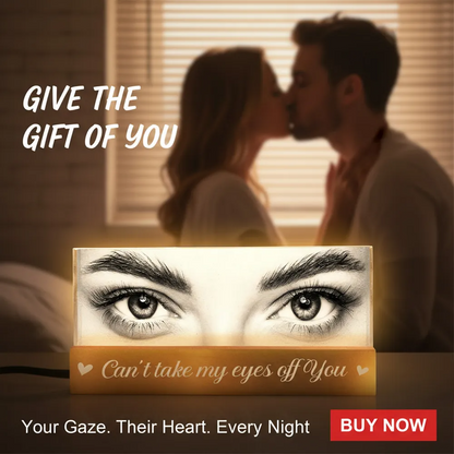 Custom Eye Photo Of Him Of Her - Personalized Acrylic Block Plaque LED Night Light - Funny Valentine's Day Gift For Couple