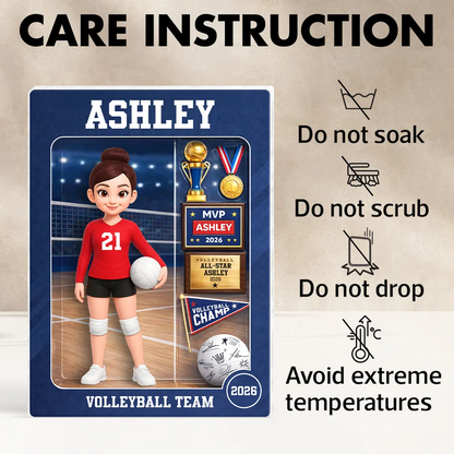 3D Effect Volleyball Girl Action Figure - Personalized Acrylic Block Plaque - Unique Gift For Daughter, Granddaughter