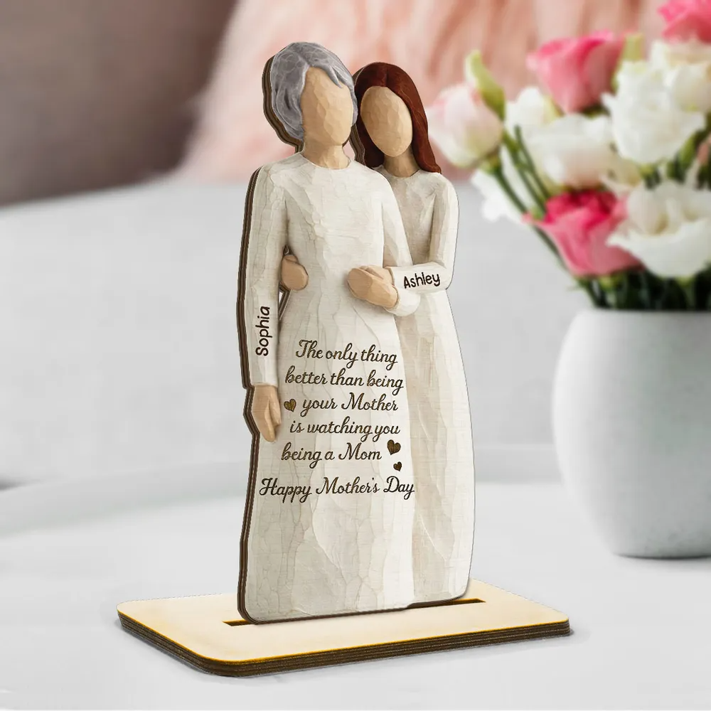 Daughter Watching You Be A Mom 2D Flat - Personalized 2-Layered Wooden Plaque - Mother's Day Gift For Daughter From Mom